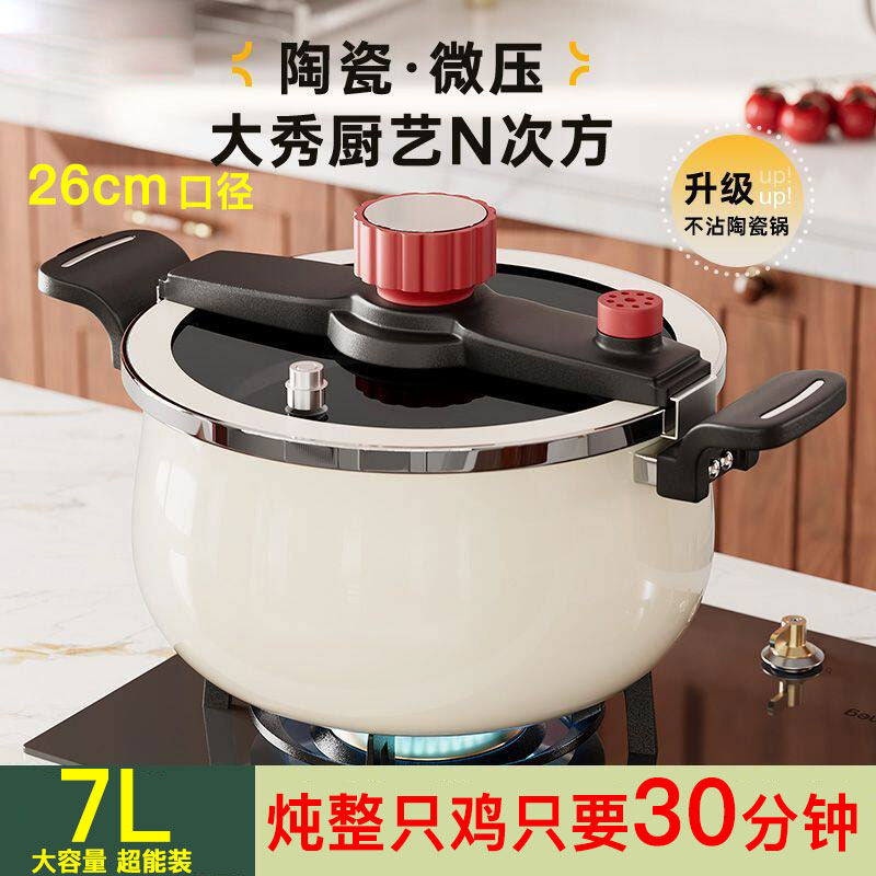 炊达人陶瓷微压锅汤锅家用煮锅陶瓷不粘锅炖肉煲汤双耳炖锅汤桶