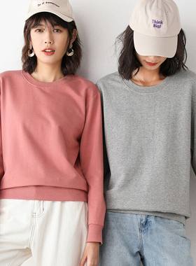 纯棉情侣卫衣宽松白色圆领打底