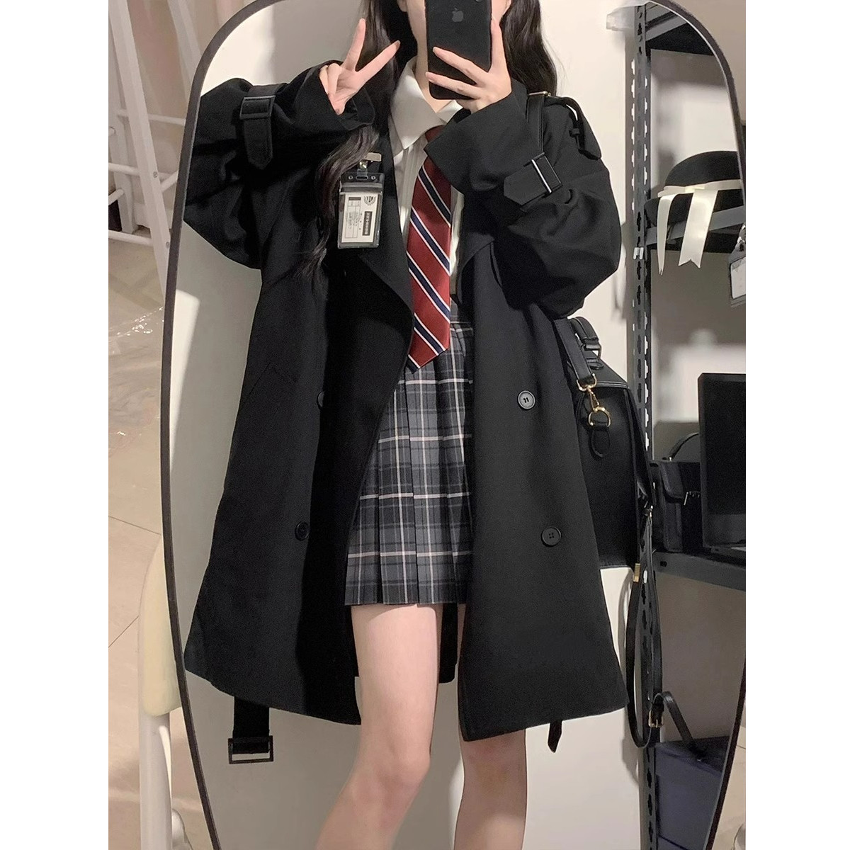 小个子风衣女2025春秋新款韩系高级感英伦风中长短款薄款大衣外套