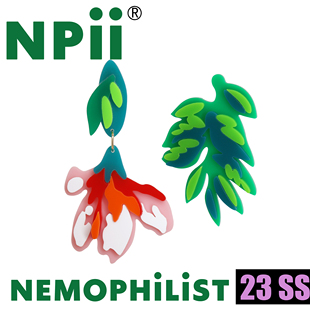 NPii23SS剑兰耳环初夏粉绿撞色亚克力逛园耳饰大花花造型创意耳夹