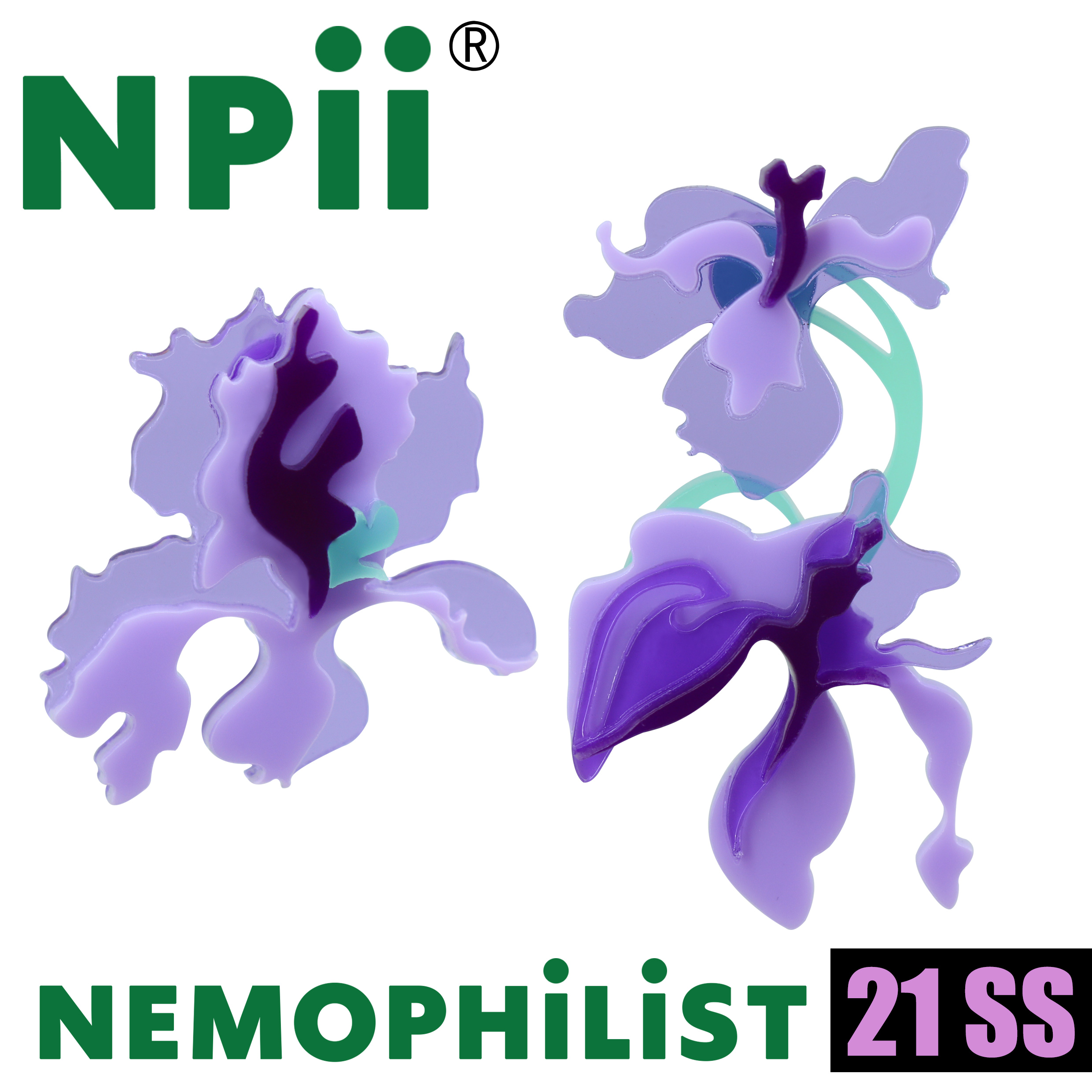 NPii鸢尾耳环设计师花灵感原创紫色春夏出游不对称凹造型