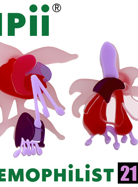 NPii21SS吊金钟耳环异形植物花卉原创设计红色蓝色现货耳钉耳夹