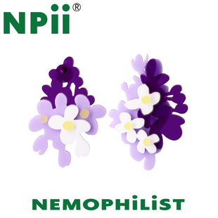 NPii2024SS丁香花耳环原创设计亚克力紫色丁香花甜酷平面风插画感