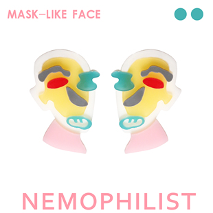 NPii龇牙咧嘴人脸耳钉彩色亚克力原创设计艺术家色块美术馆抽象