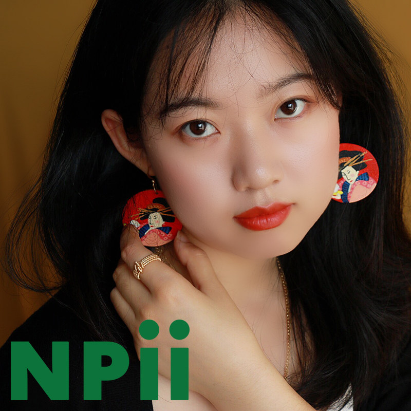 NPii秋冬木质红色耳环风格独特小众设计手绘浮世绘纯银耳环