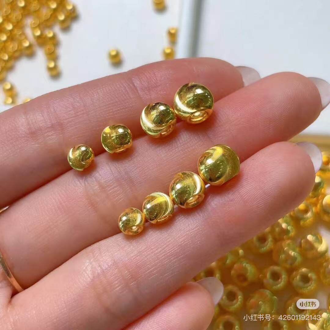 金辞珠宝{D}足金999黄金小金珠子猫眼珠光面珠转运珠定制DIY礼物