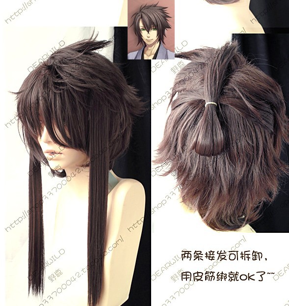 动漫正品毛深棕色cosplay风假发