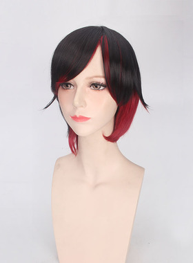 RWBY红色Red Trailer黑色2边不对称混色渐变短发 假毛cosplay假发