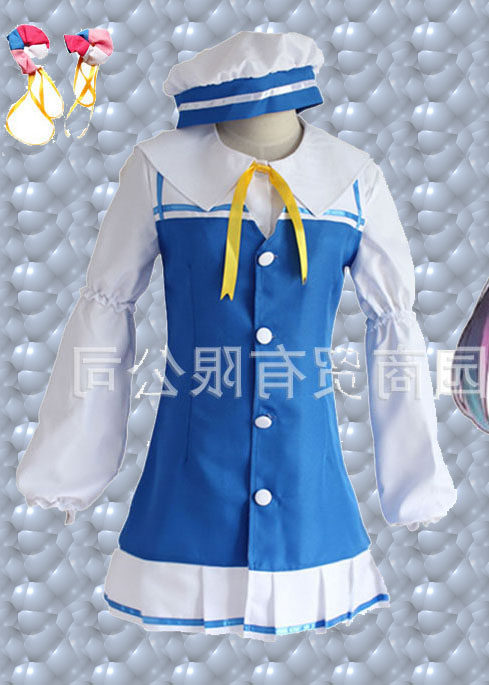 龙王的工作雏鹤爱cosplay衣服装现货蓝白连衣裙子帽 衬衣脚饰发饰