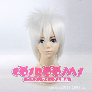 假发cosplay假毛银魂 坂田银时/家庭教师白兰 纯白色冲天反翘短发