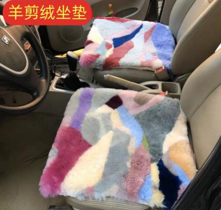 羊剪绒汽车坐垫皮毛一体纯羊毛坐垫保暖汽车坐垫通用坐垫网红单个