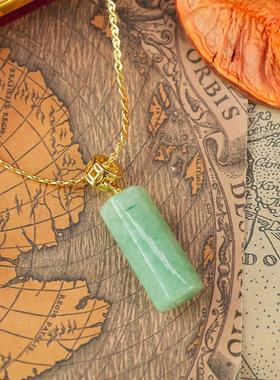 绿色无事牌吊坠项链女
