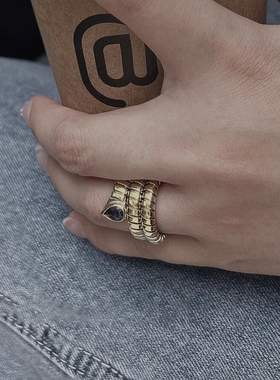 意产打标蛇形戒指女指环