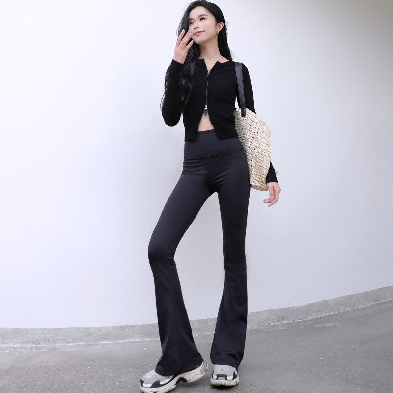 加绒喇叭裤女秋冬鲨鱼瑜伽弹力提臀紧身显瘦显高马蹄裤垂感微喇裤