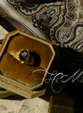 新款复古韩国绒精巧首饰礼品八角方形戒指珠宝盒包装创意摆拍道具