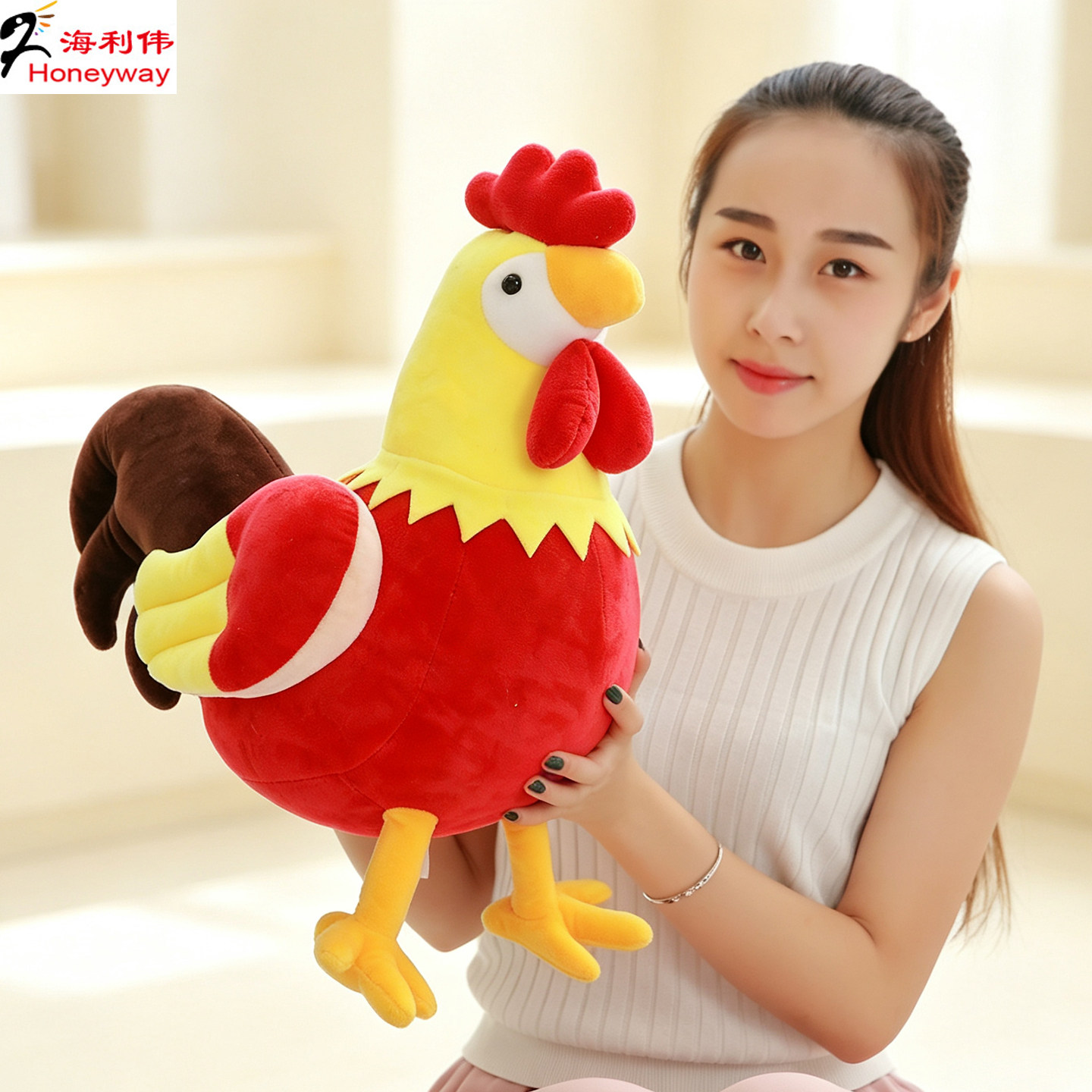 海利伟小鸡毛绒玩具鸡公仔大公鸡娃娃玩偶布娃娃生日礼物女生生肖
