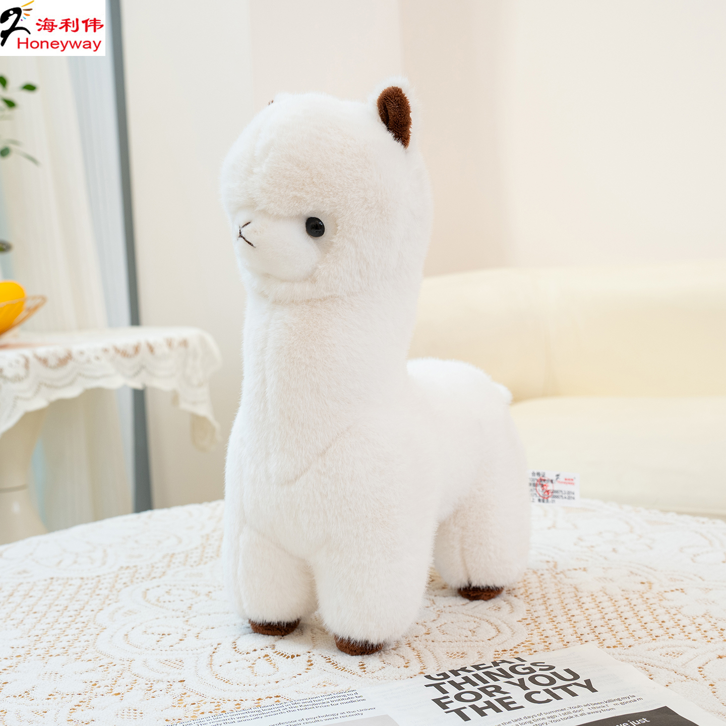 海利伟羊驼公仔毛绒玩具仿真小羊