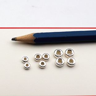 散珠小银珠子车轮隔珠S925纯银扁珠diy手串穿手链材料配件3mm5mm