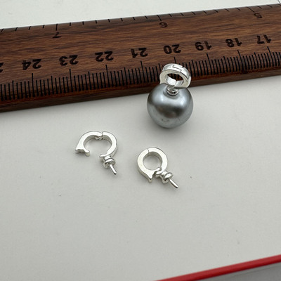 S925纯银半孔珠子空托diy配件