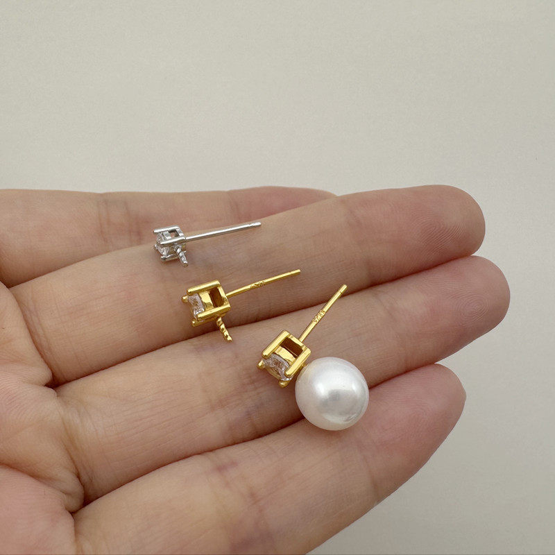 王妃款戴妃同款S925纯银耳钉空托