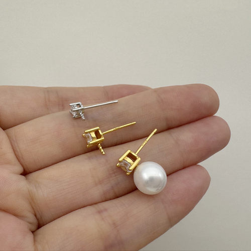 王妃款戴妃同款S925纯银耳钉空托