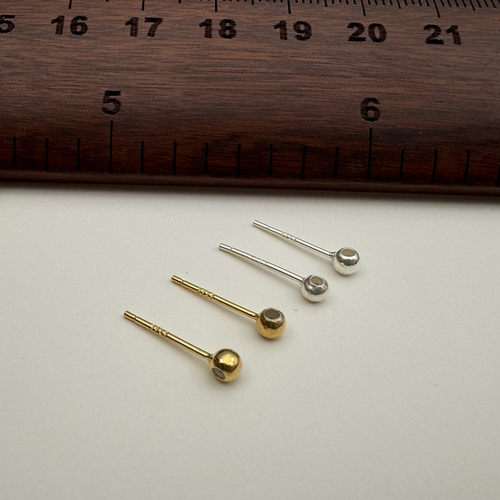 定位耳钉S925纯银豆豆硅胶防过敏