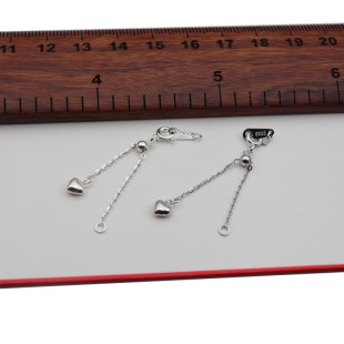 S925纯银项链可调节扣延长链diy小珍珠配件手工串珠定位扣链尾扣