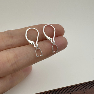 925纯银耳钩夹扣耳扣diy耳环配件防丢不过敏银饰品耳圈空托换挂钩