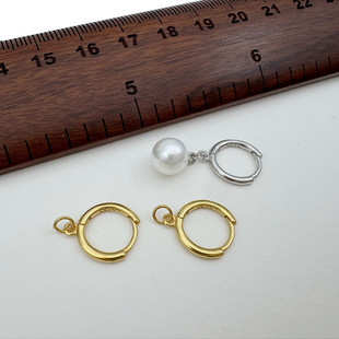 耳圈纯银S925底部开口活口防丢耳扣diy耳环材料配件银不过敏换钩