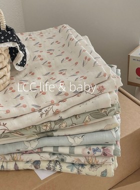 北欧cribsheet竹棉双层纱布棉包巾婴儿抱被宝宝盖毯新生儿襁褓巾