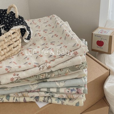 北欧cribsheet竹棉双层纱布棉包巾婴儿抱被宝宝盖毯新生儿襁褓巾