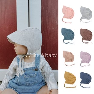 出口欧美棉麻儿童防晒帽飞行员帽婴儿防晒帽婴儿太阳帽子防晒