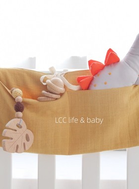 muslin纱布挂包手工纯棉婴儿床布袋挂兜床头宝宝玩具尿布收纳袋