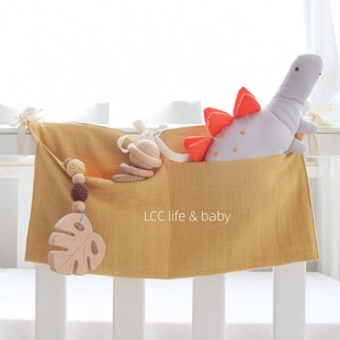 muslin纱布挂包手工纯棉婴儿床布袋挂兜床头宝宝玩具尿布收纳袋