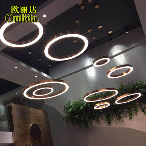 不锈钢环形组合大堂办公室吊灯
