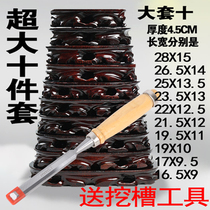 Increase stone base solid wood rectangle trenchable stone wood base stone base flower bonsai ornament base
