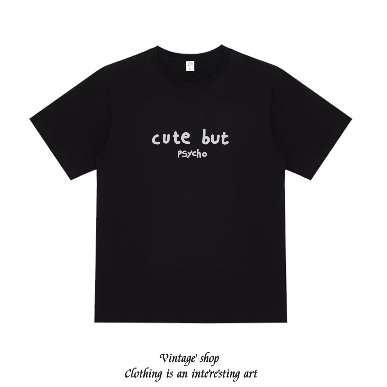 cute but psycho古灵精怪女生短袖T恤男女学生美式复古vintage图片
