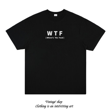 WTF Where's The Food 趣味美式印花vintage短袖创意小众设计T恤