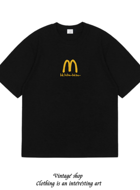 balaba~baba麦门涂鸦趣味广告标语短袖美式创意个性t恤男女情侣装