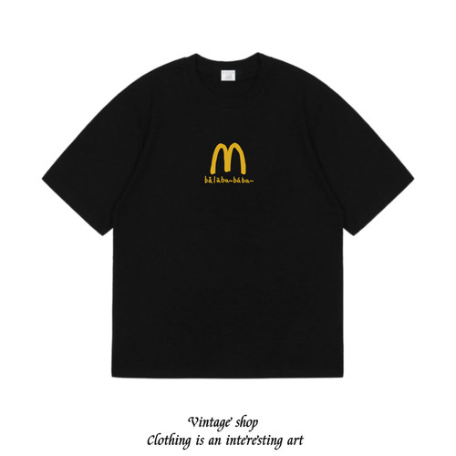 balaba~baba麦门涂鸦趣味广告标语短袖美式创意个性t恤男女情侣装