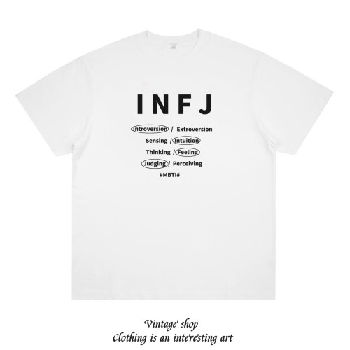 INFJ MBTI16人格趣味美式印花短袖个性小众设计情侣男女休闲T恤潮