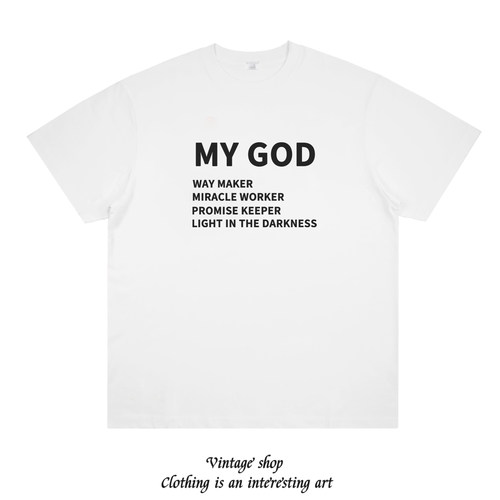 Way Maker Miracle Worker My God Christian美式夏季短袖纯棉T恤
