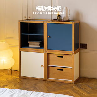 集木室物所福勒模块柜蓝实木电视展示斗柜床头柜沙发边柜客厅卧室