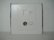 Розетка TV+телефон idv国际电工 v6 电话电视插(白色)86型墙壁电源家用灯开关插座 International