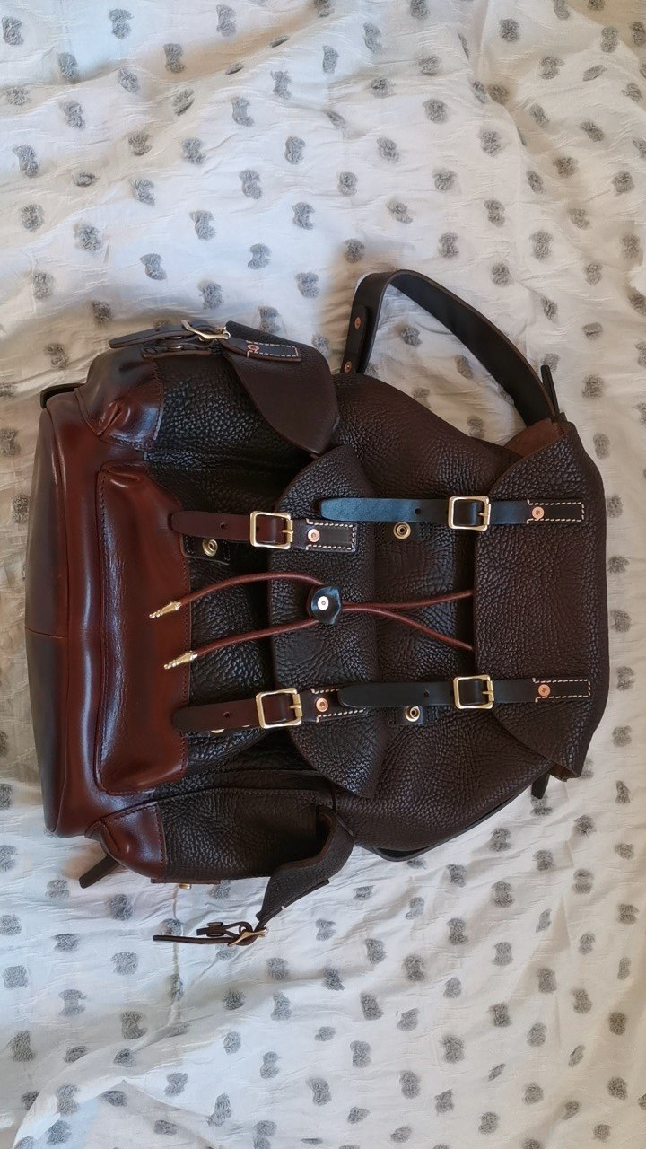 阿牧客皮具 牛颈皮 双肩包