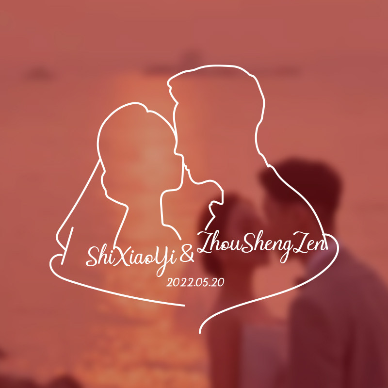 手绘婚礼logo水印设计简笔画小红书同款头像极简线条纹身剪影定制