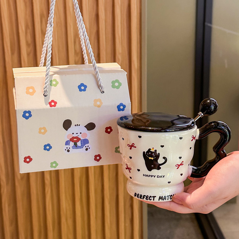 生日礼物送女生闺蜜创意猫咪陶瓷马克杯带盖老师同学伴手礼礼盒装