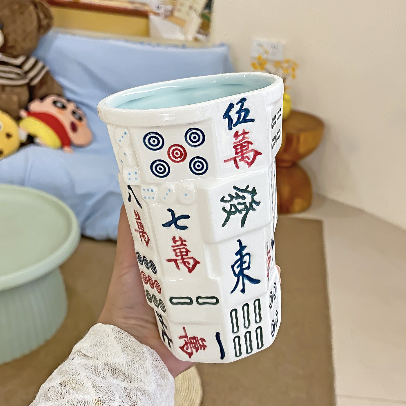景德镇麻将马克杯高颜值陶瓷水杯特别好看的喝水杯子女生生日礼物