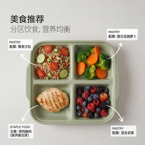 陶瓷分格盘四格分餐盘月子早餐盘