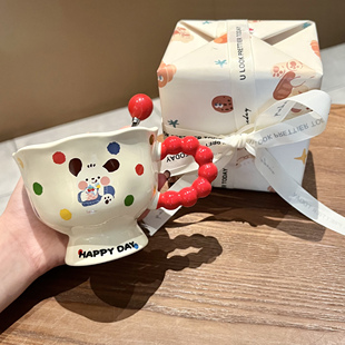 送女生生日礼物韩国可爱帕恰狗陶瓷马克杯高颜值情侣杯伴手礼礼盒